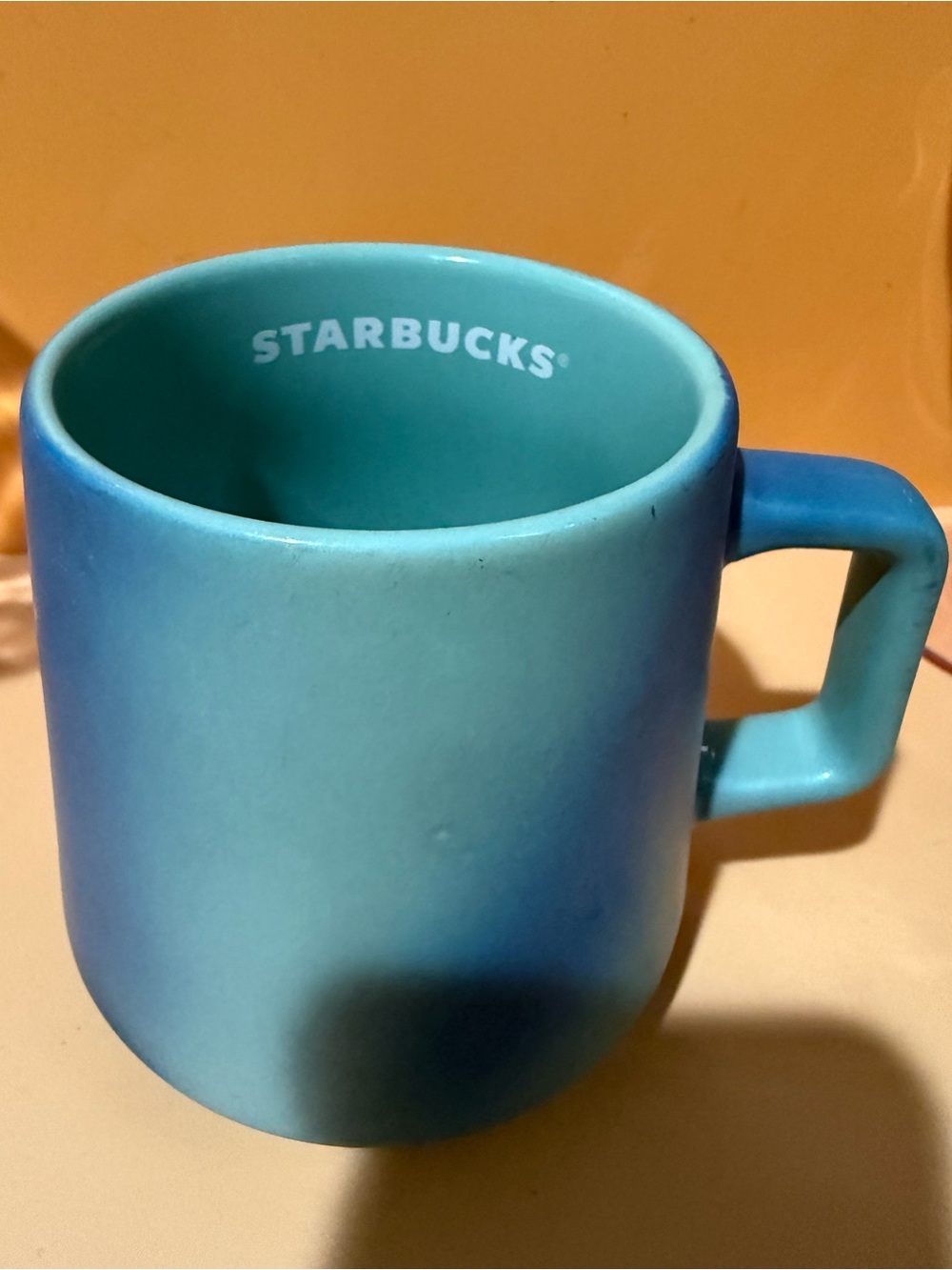 Starbucks Teal Gradient Ceramic Mug with Square Handle